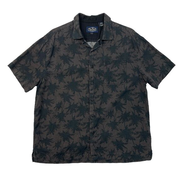 Nat Nast Shirt Mens L Large Brown Black Silk Blend Button Up Palm Tree Hawaiian - Picture 1 of 9